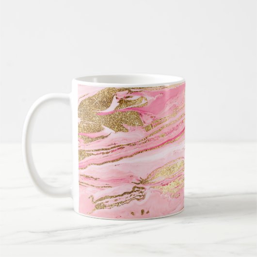 Mug Stylish Pink Gold Abstract Marble Liquid Paint (Gauche)
