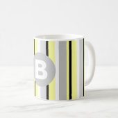 Mug Stylish Yellow and Grey Striped Monogram (Devant droit)