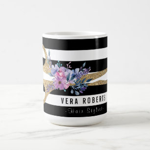 Mug Styliste de cheveux floraux parties scintillant ci