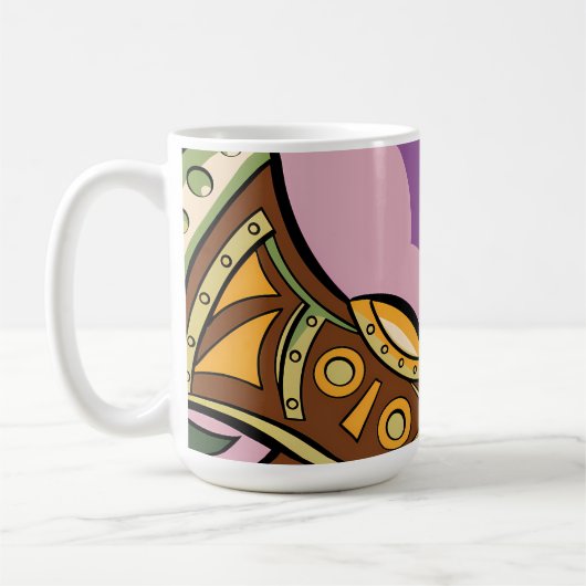 Mug Stylized Axe and Flower Design (Gauche)