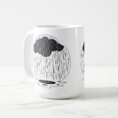 Mug Stylized Rain Cloud with Falling Rain and Puddle (Devant gauche)