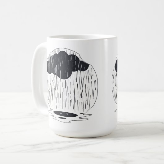 Mug Stylized Rain Cloud with Falling Rain and Puddle (Devant gauche)