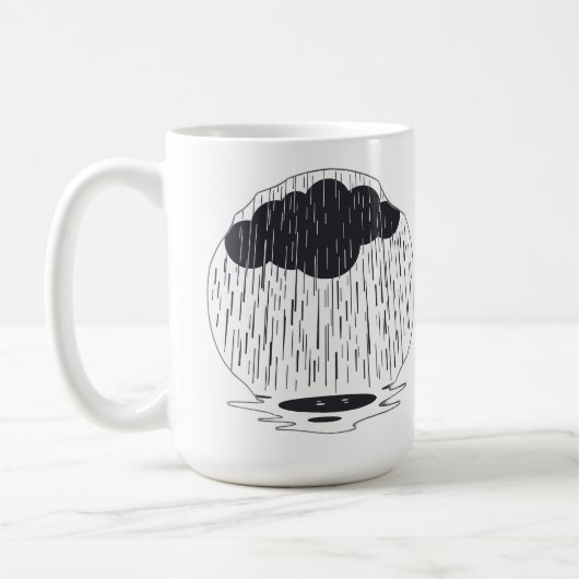 Mug Stylized Rain Cloud with Falling Rain and Puddle (Gauche)