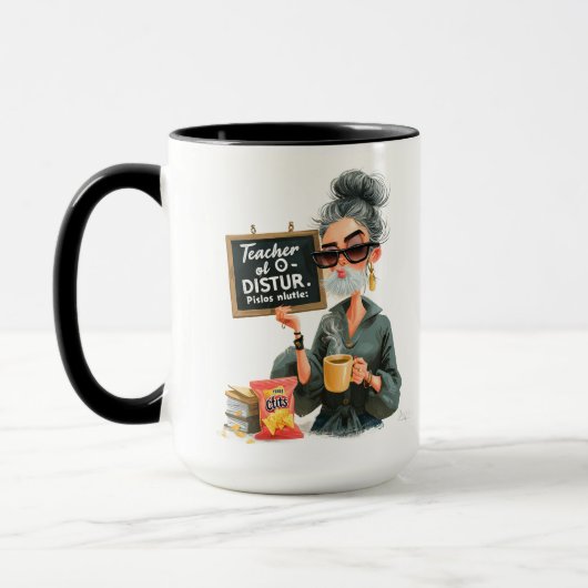 Mug  Stylized Retro Illustration of a Man with Chips  (Gauche)