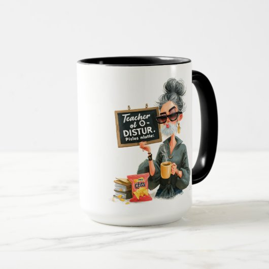 Mug  Stylized Retro Illustration of a Man with Chips  (Devant droit)