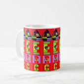 Mug Stylo Alphabet Aléatoire Rouge (Devant gauche)