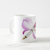 Mug stylo blanc avec ruban rose (Devant gauche)