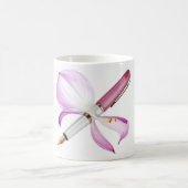 Mug stylo blanc avec ruban rose (Centre)