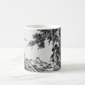 Mug Stylo et rose Paysage chinois avec pins (Centre)