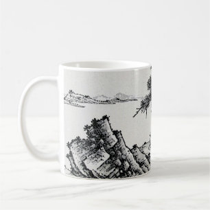 Mug Stylo et rose Paysage chinois avec pins