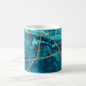Mug Stylo Marine Blue Gold Agate Géode Chic Monogramme (Centre)