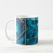 Mug Stylo Marine Blue Gold Agate Géode Chic Monogramme (Gauche)