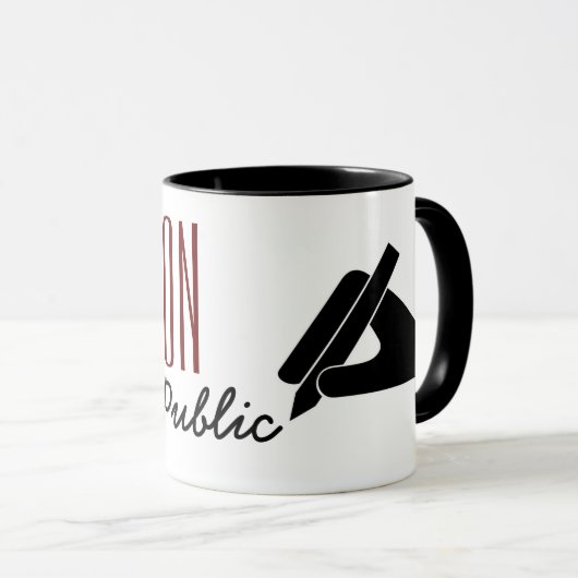 Mug Stylo Posé Notaire Public De L'Oregon (Devant droit)