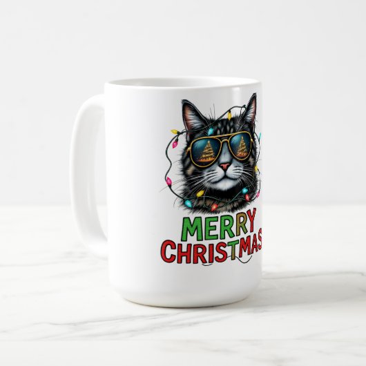Mug Sublimation de chat de Noël amusante (Devant gauche)