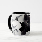 Mug Sublimation de chat noir 3D enveloppement de boue (Devant gauche)
