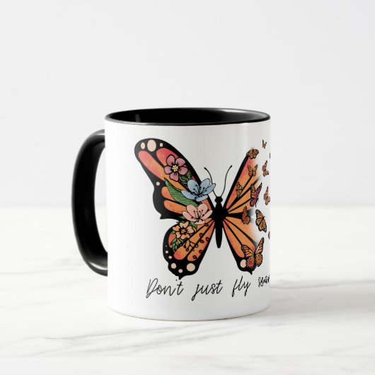 Mug Sublimation de papillon inspirante (Devant gauche)