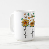 Mug Sublimation inspirée du tournesol/papillon (Devant gauche)