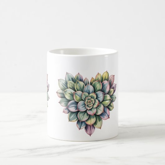 Mug  succulent heart shape Classic Mug, 11 oz (Centre)