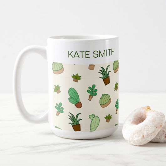Mug Succulent personnalisé et cactus dans un Motif de (Avec donut)