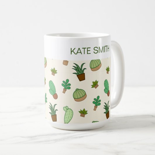 Mug Succulent personnalisé et cactus dans un Motif de (Devant droit)