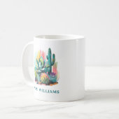 Mug Succulents Abstraits Nom personnalisé Monogramme (Devant gauche)