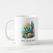Mug Succulents Abstraits Nom personnalisé Monogramme (Gauche)
