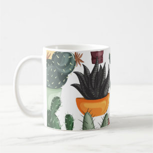 Mug Succulents, cactus : mignon motif floral.