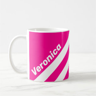 Mug Sucette Rétro Rose Trois Bandes avec Nom