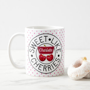 Mug SUCRE COMME DES CHERRIES Retro Vintage Timbre pers
