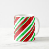 Mug Sucre de canne d'aquarelle rouge vert rayures 2 (Devant droit)
