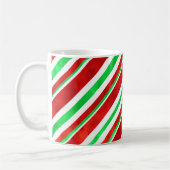 Mug Sucre de canne d'aquarelle rouge vert rayures 2 (Gauche)
