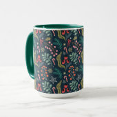 Mug Sucre de canne festif et Holly Motif (Devant gauche)