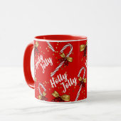Mug Sucre de canne Holly Jolly Festive moderne Noël (Devant gauche)