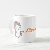 Mug Sucre de canne mignon de pingouin de Noël heureux (Devant gauche)