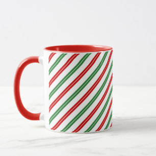 Mug Sucre de canne Noël rayures Rouge Vert
