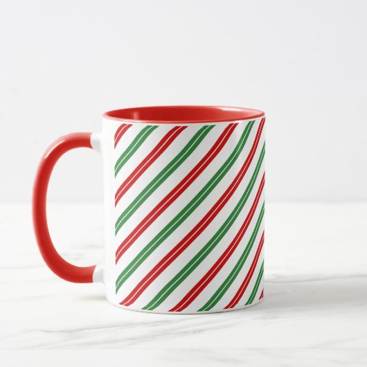 Mug Sucre de canne Noël rayures Rouge Vert (Gauche)