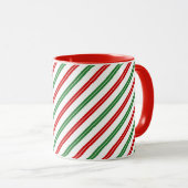 Mug Sucre de canne Noël rayures Rouge Vert (Devant droit)