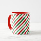 Mug Sucre de canne Noël rayures Rouge Vert (Devant gauche)