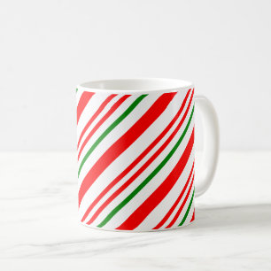 Mug Sucre de canne Noël Rouge Vert rayures Motif
