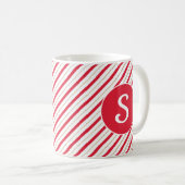 Mug Sucre de canne Red Faux Gold Stripes Monogramme Mu (Devant droit)