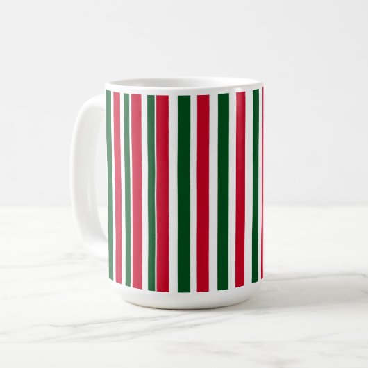 Mug Sucre de canne rouge et vert Stripes de Noël (Devant gauche)