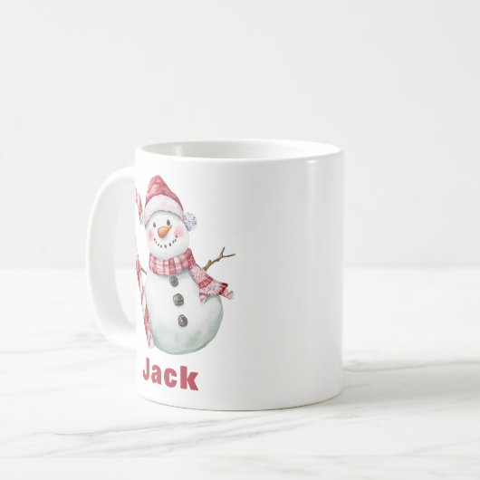 Mug Sucre de canne Snowman Noël (Devant gauche)