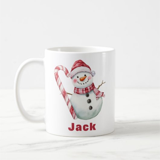 Mug Sucre de canne Snowman Noël (Gauche)