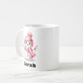 Mug Sucre de canne sucré Noël Snowman rose (Devant gauche)