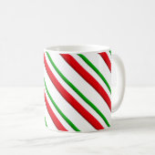 Mug Sucres de canne en bandes, rouge, vert et blanc (Devant droit)