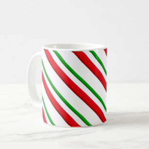 Mug Sucres de canne en bandes, rouge, vert et blanc