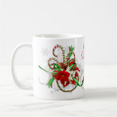 Mug Sucres de canne Poinsettia Snowflakes Joyeux Noël (Gauche)