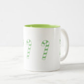 Mug - Sucres de canne rayés en vert (Devant droit)