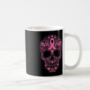 Mug Sugar Crâne rose Ruban Calavera Cancer du sein Awa