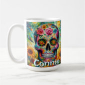 Mug Sugar Skull Day of the Dead Floral Personalized (Gauche)